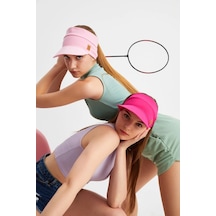Uv Korumalı Katlanır Üstü Açık Yumuşak Siperli %100 Pamuklu Penye Tenis Vizör Şapka 2'li Set - Tek Ebat / Pembe - Fuşya Pembe - Fuşya