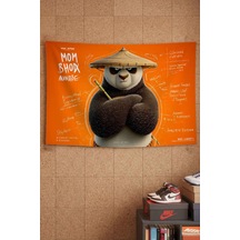 Kung Fu Panda Po Usta Savaşçı Turuncu Dekoratif Duvar Örtüsü Duvar Halısı Beyaz