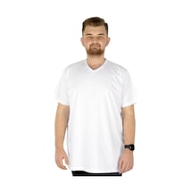 Mode Xl Büyük Beden Erkek Tshirt V Yaka Basic 20032 Beyaz 001