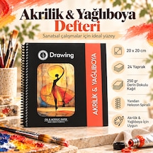 Akrilik & Yağlı Boya Çalışma Defteri 20x20 Cm 250 Gr Derin Dokulu Kağıt 24 Yaprak