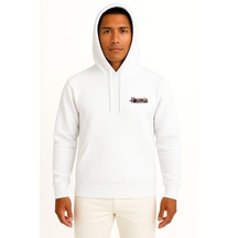 Kapüşonlu Zombie Driver Zombies Ultimate Cep Ve Sırt Tasarımlı Unisex Sweatshirt Beyaz