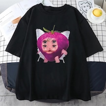 Startmore Melanie Martinez Çilek Sevimli Grafik T Shirt Yeni Erkek Kadın's Kawaii Gevşek Giysiler Kısa Siyah