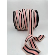 3.5 Cm Raşel Şerit Çizgili Ekru/pembe/laci