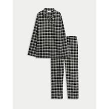 Marks & Spencer Ekose Pijama Takımı T07007631 Gri