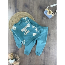 Bebicix Süzene İşlemeli Omuzdan Çıtçıtlı Mevsimlik Erkek Bebek Takım Yesil