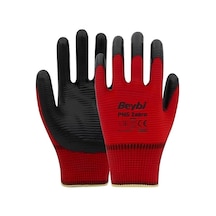 Beybi Pn5 Kırmızı Zebra Polyester Örme Nitril Işçi Eldiveni 10 Çift 10 Numara