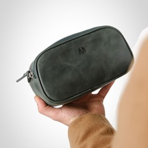 Mft Leather Hakiki Deri Unisex El Çantası Fermuarlı, Parmak Askılı, Kişiye Özel Naina 1134 - Tiguan Haki Tiguan Haki