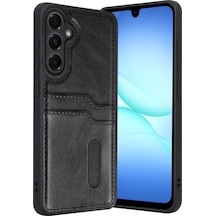 Samsung Galaxy Uyumlu , A17 5g Sara Kartvizitli Deri Kılıf - Siyah