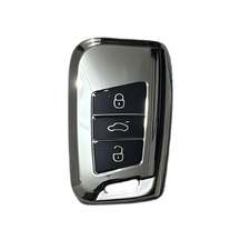 Autohan Keys Volkswagen Passat B8 Uyumlu Akıllı Anahtar Kumanda Kabı Kılıfı, Nano Krom Siyah Renk