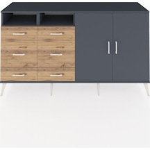 Hyperion Konsol 4 Raflı 6 Çekmeceli 2 Kapaklı 176x44x99 Antrasit-antrasit/çam Antrasit - Antrasit