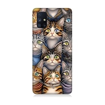 Samsung Galaxy M51 Uyumlu Sevimli Kediler Desenli Silikon Kılıf