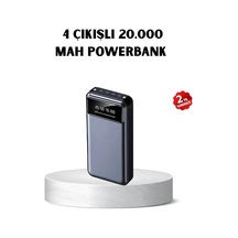 Powerbank 20000 Mah Hızlı Şarjlı Led Fenerli Ve 4 Portlu Siyah 30385690