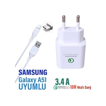 Samsung Galaxy Uyumlu A51 Hızlı Şarj Cihazı Type-c Adaptör 18w Ve Şarj Kablosu