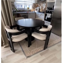 Avvio Bella Ptt Lake Mdf Ayak 4'lü Tokyo Metal Demonte Sandalye 90x90 Masa Sandalye Takımı Siyah
