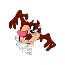 Renkli Tazmanya Canavarı Sticker, 10x9 Cm Abanoz