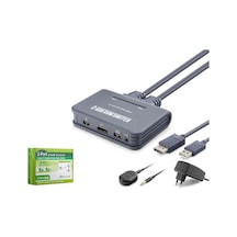 Hadron Hdx1427 Displayport Kvm Switch 2 Console Usb Harici Butonlu Dahili Kablolu 2 Dp Siyah
