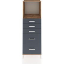 Kronos Dolap Tek Raflı 5 Çekmeceli 60x59x182 Çam-antrasit Atlas Çam