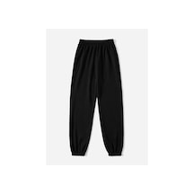 Basic Düz Eşofman Altı Jogger - Siyah Lastik Paça Yüksek Bel Siyah-3758