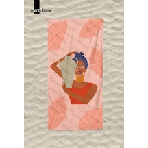 Marte Home African Women M - Baskılı Plaj Havlusu Pembe