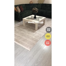 Krem Kaymaz Tabanlı Makinede Yıkanabilir Halı Kilim Yolluk Krem