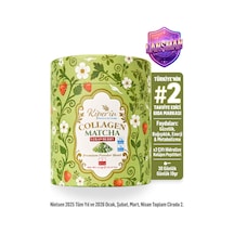 Çift Hidrolize Toz Kolajen Peptitleri 10gr & 2gr Saf Matcha Detox Doğal Çilek Aroması 30 Saşe