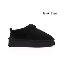 Gönderir Kadın Siyah Süet W Tazz Kalın Tabanlı Hakiki Deri Kürklü Terlik Ddza81234705