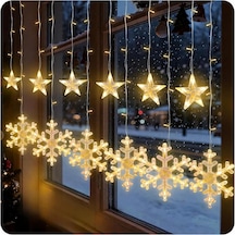 Kar Tanesi Saçaklı Dekoratif Gün Işığı Led 3 Metre Parti Kutlama Dekor Süsleme Yılbaşı Led 8 Mod Gün Işığı