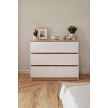 Rudu Asel Şifonyer 89x42x83 CM 3 Çekmeceli 1 Kapaklı Beyaz - Meşe Yatak Odası - Bebek Odası - Genç Odası