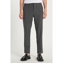 Tudors Erkek Slim Fit Dar Kesim Esnek Yan Cepli Bilek Boy Canvas Kesim Koyu Gri Pantolon-34762 Koyu Gri