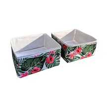 2'li Büyük Çekmece İçi Çamaşır Düzenleyici Çocuk Odası Saklama Kutusu Organizer Set-yeşil Yaprak Siyah