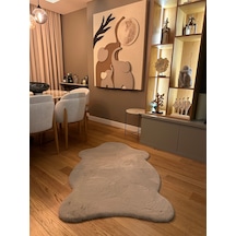 Ultra Soft Bej Yumuşak Dokulu Peluş Halı Tek Kafa Post