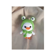 Amigurumi Örgü Oyuncak Ördek Anahtarlık Yeşil