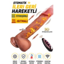 Erofoni Özel Seri Otomatik İleri Geri Hareketli Isıtmalı 24.7 Cm Uzaktan Kumandalı Titreşimli Vantuzlu Dildo Vibraör Penis