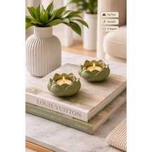 2 Adet Lotus Mumluk Pinterest Lotus Şık Tasarımlı Tealight Mumluk Ev Dekorasyon Ürünü - Vernikli Mumlar Hariç Mint Yeşili