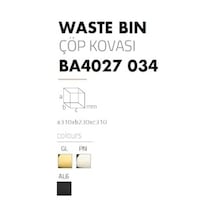 Pedallı Siyah Çöp Kovası 9 Lt / 310x230x310 Mm