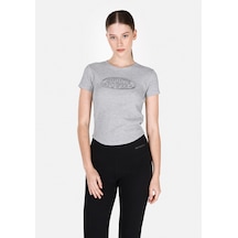 Colin's Colins Slim Fit Yuvarlak Yaka Baskılı Kadın Gri Kısa Kol Tişört Cl1073147 Q1.v2 Gra Gri
