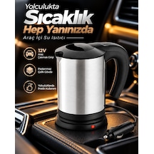 12v Araç Çakmak Girişli Paslanmaz Çelik Araç İçi Su Isıtıcı Seyahat Tipi Pratik Kettle - Lisinya