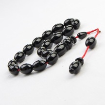 Arpa Kesim 16x11 Mm İmzalı Seri Efe Boy Sıkma Kehribar Sistem Püsküllü Tesbih Siyah
