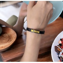 Archin Leyla İsmine Özel 14 Ayar Altın Plakalı Kalp Figürlü Hakiki Siyah Derili Hediye Bileklik-568isim Leyla