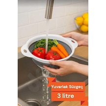 Tr Herza House Katlanır Yuvarlak Süzgeç 3 Litre Beyaz & Gri Tek Ebat Diğer