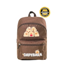 Capybara Orijinal Lisanslı Çocuk Okul Çantası Su Geçirmez Kahverengi