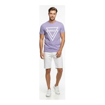 Maximodena Erkek Urban Stable Kabartma Baskılı Slim Fit Günlük Tişört Lila