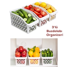 Porsima Org-20 3 Lü Çok Amaçlı Buzdolabı İçi Düzenleyici Sebze Meyve Organizer Sepet Şeffaf