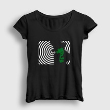 Presmono Kadın Spiral Marilyn Manson T-shirt Siyah