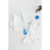 Babymod Önden Çıt Çıtlı Pati Desenli Ikili Bebek Takımı Bej