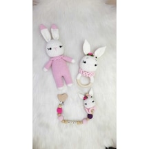 Beyaz Tavşan Organik Örgü Oyuncak Amigurumi 3'lü