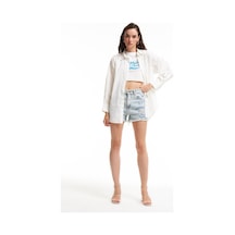 Quzu Oversize Gömlek Ekru