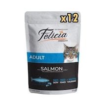Tahılsız 85 Gr Pouch Yetişkin Somonlu Yaş Kedi Maması 12 Adet