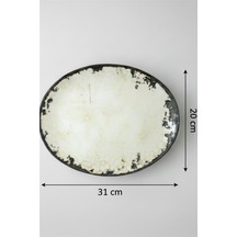 Ellips Oval Kayık Tabak 31cm Mega Desen Rinart Krem