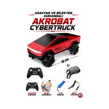 Oyuncak Uzaktan Kumandalı Şarjlı Akrobat Cybertruck Araba 4x4 Drift Araç Bilekten Kumandalı Led Işıklı 2.4 Ghz 6 Farklı Led Işık Modu 18 Cm